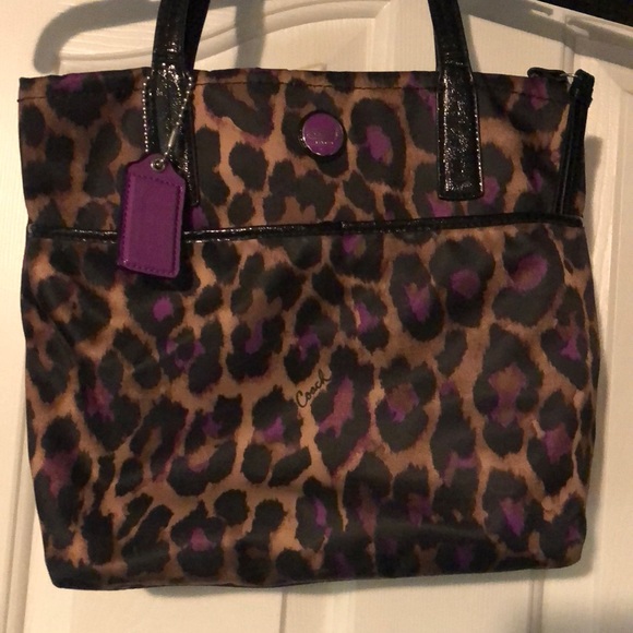 Coach Handbags - Coach purple leopard print purse